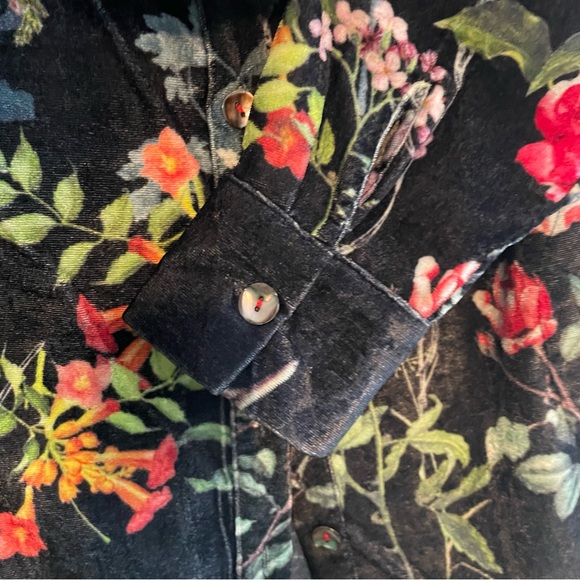 SOFT SURROUNDINGS Jardim Velvet Button Down Tunic Shirt - Petite Small - Picture 6 of 14